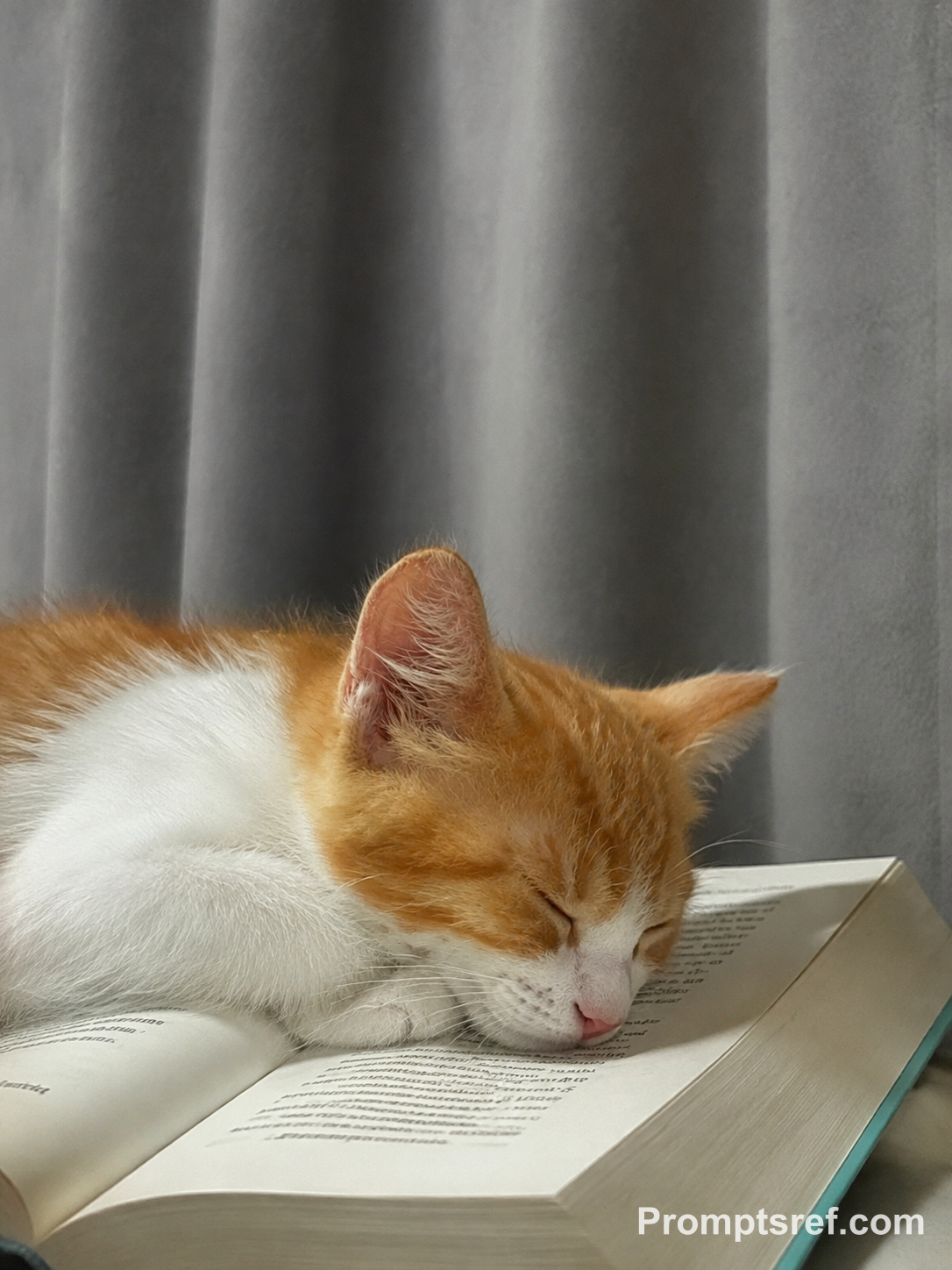 Photorealistic Cat Sleeping on a Book