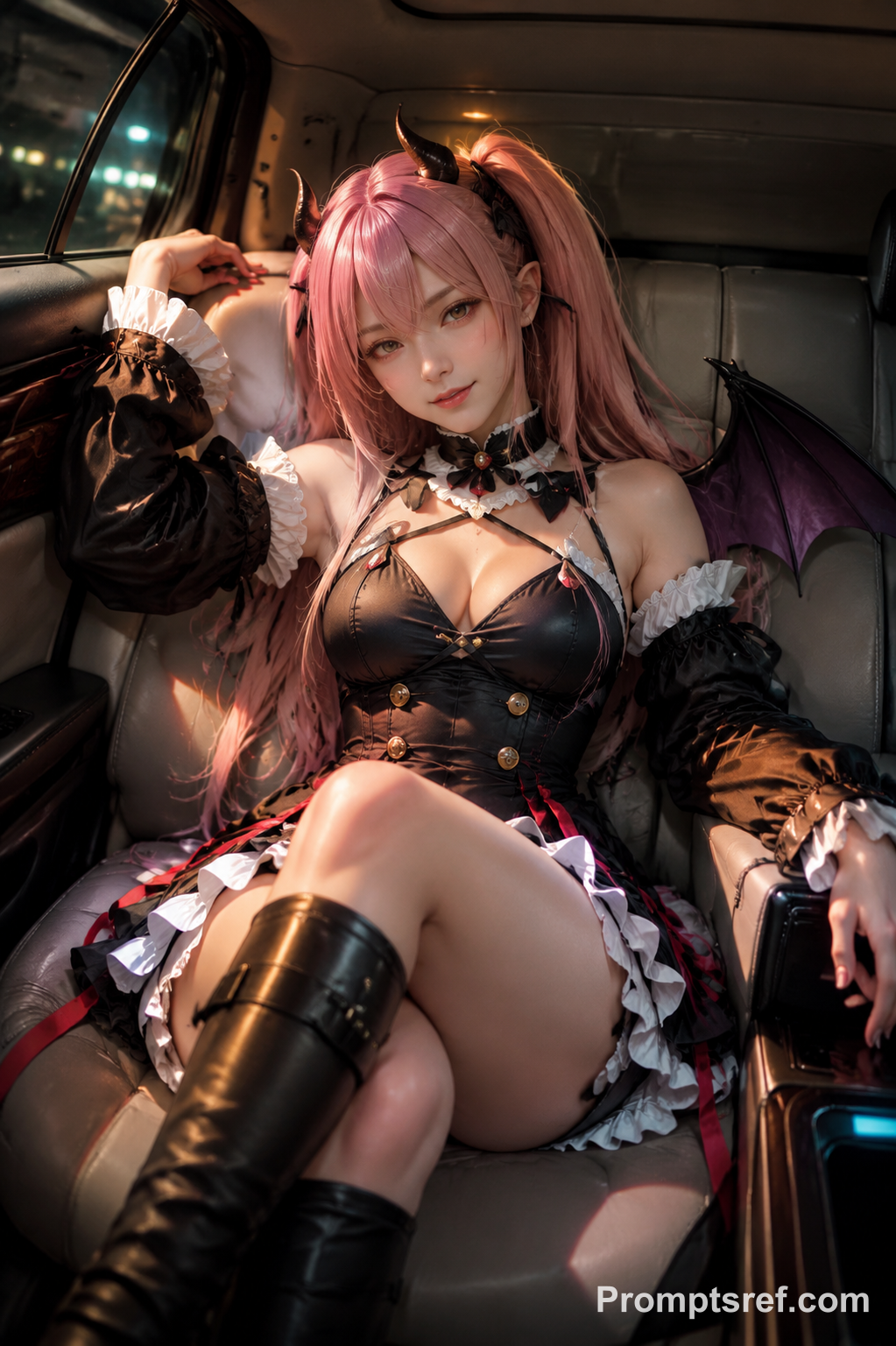 Cosplay de acción real en coche de lujo