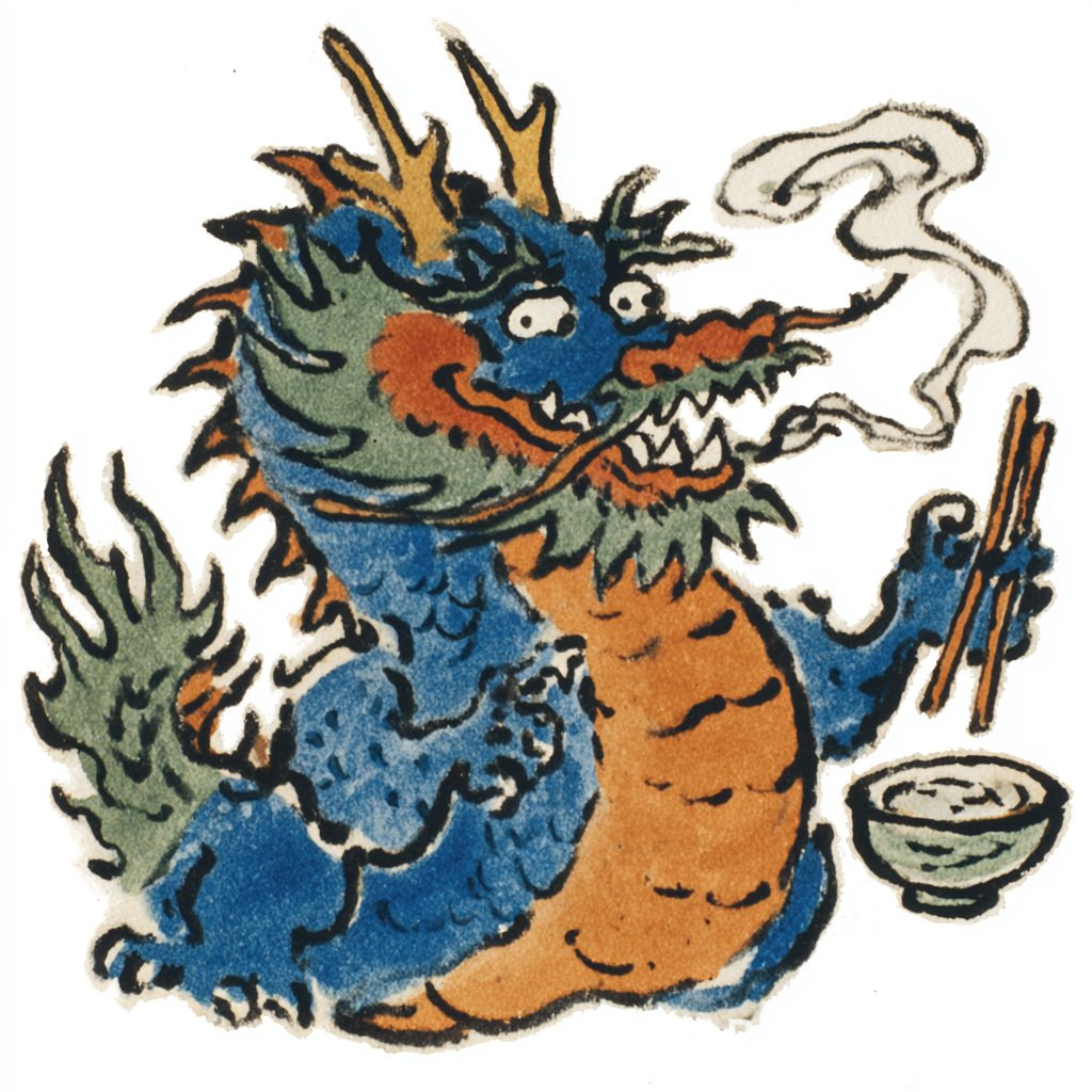 Tipsy Cartoon Dragon Tea Break