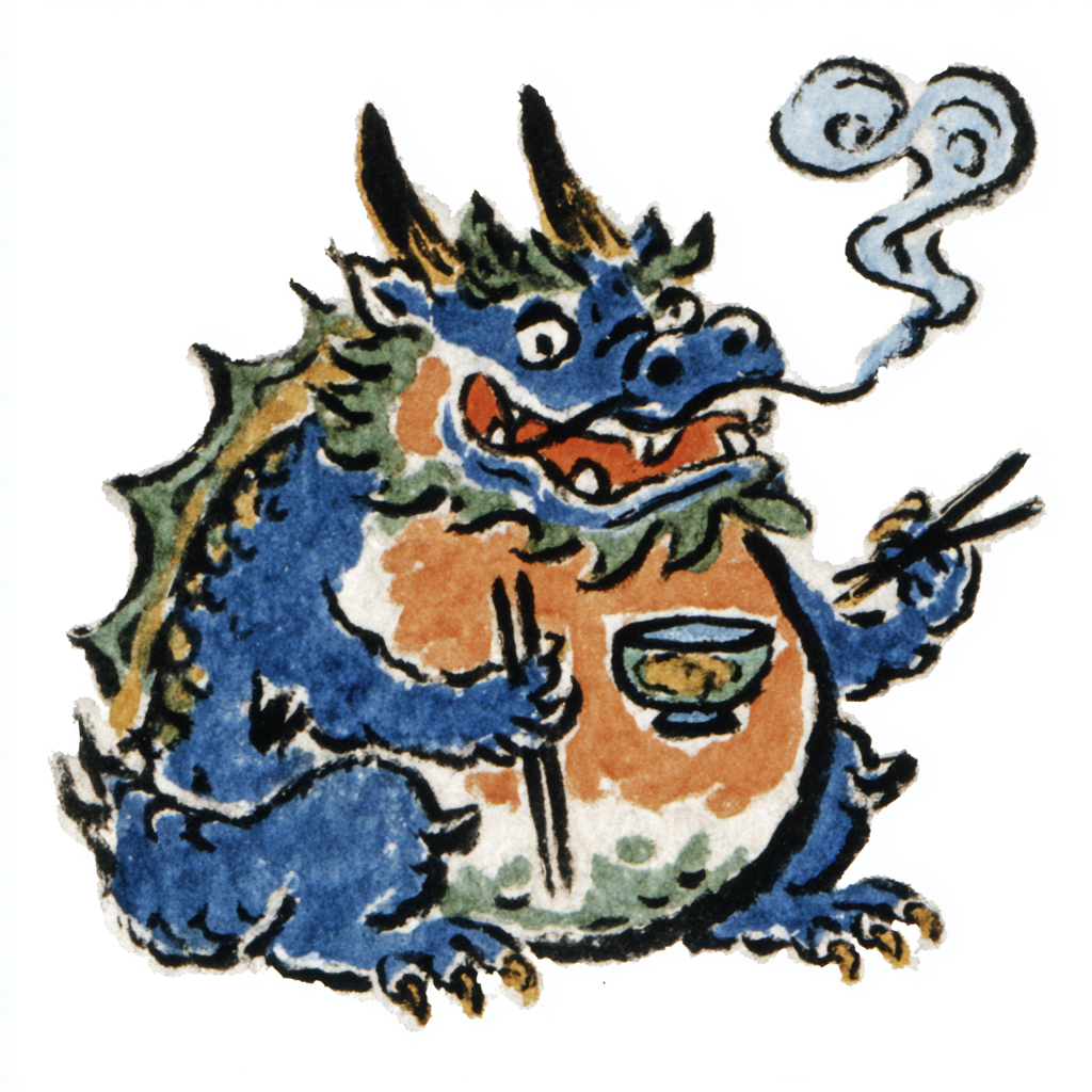 Tipsy Cartoon Dragon Tea Break