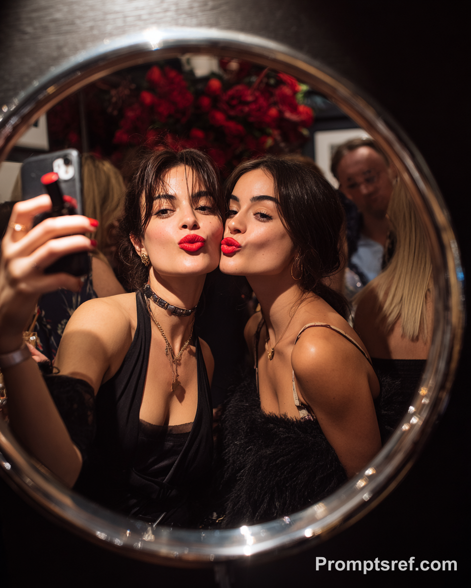 Y2K Flash Lipstick Mirror Selfie