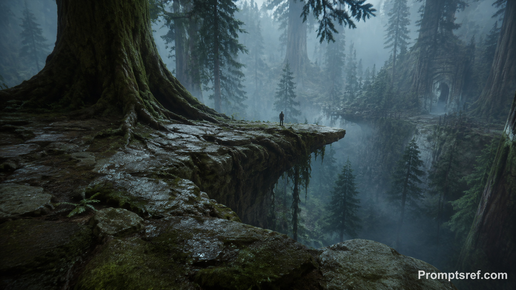 Misty Sequoia Stone Gate