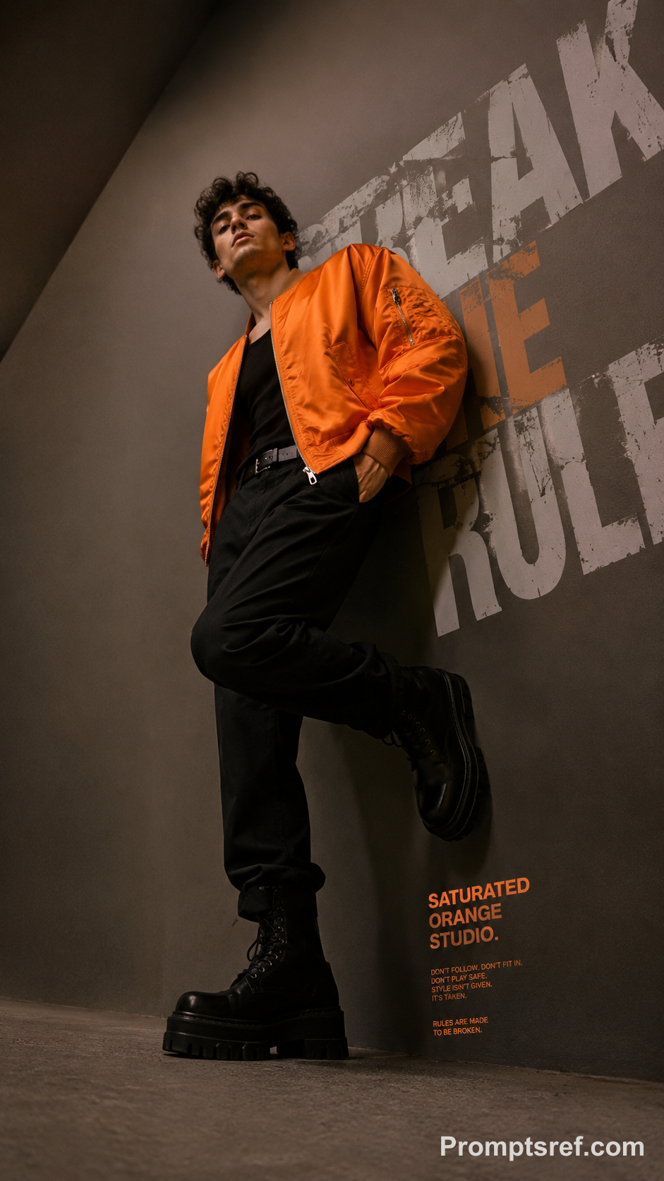 Luxury Editorial in Orange Bomber