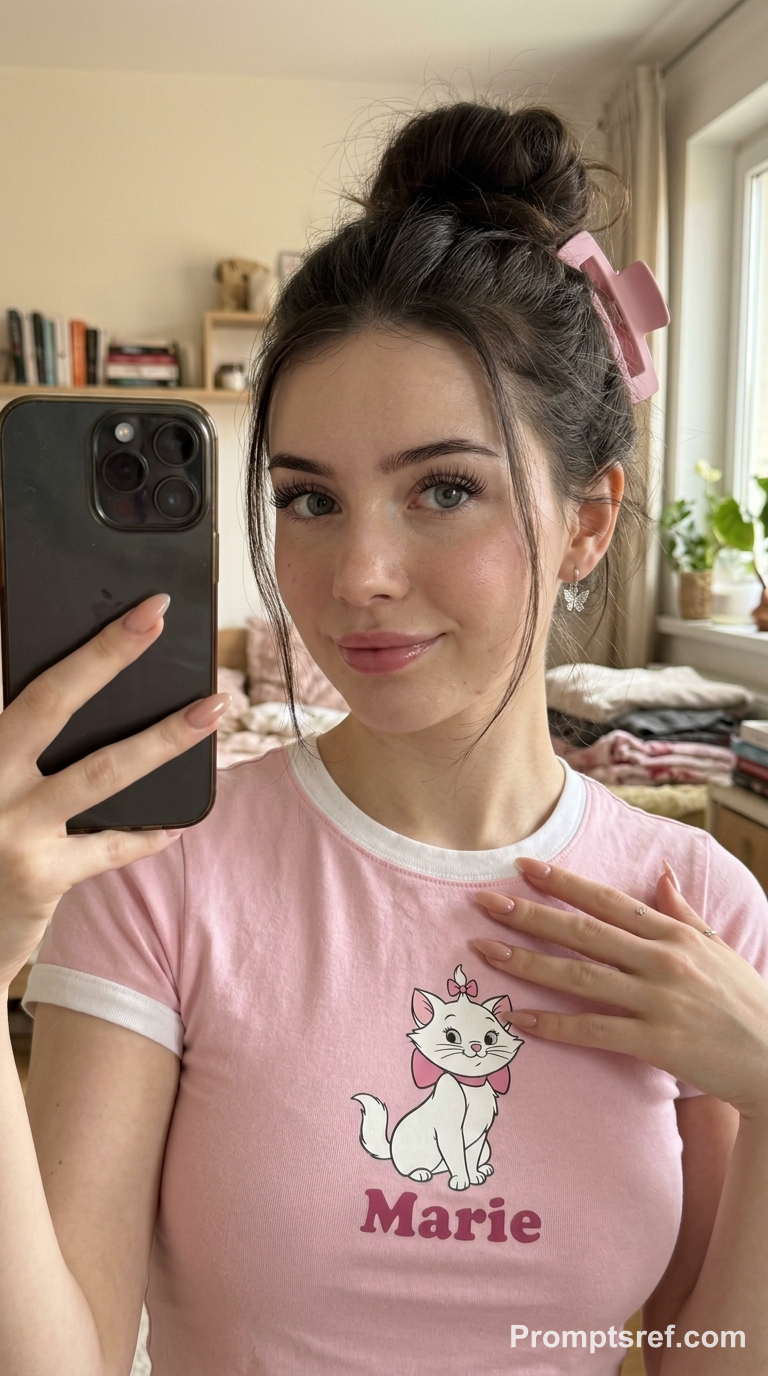 Young Woman Smartphone Selfie in Soft Warm Light