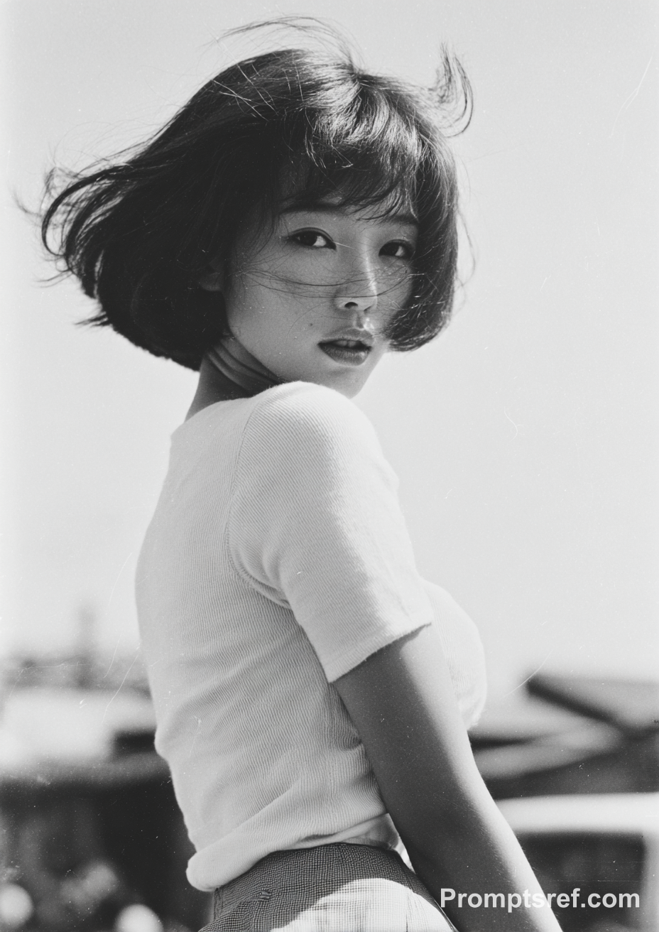 Woman in White Under Vast Blue Sky, 90s Japanese 35mm