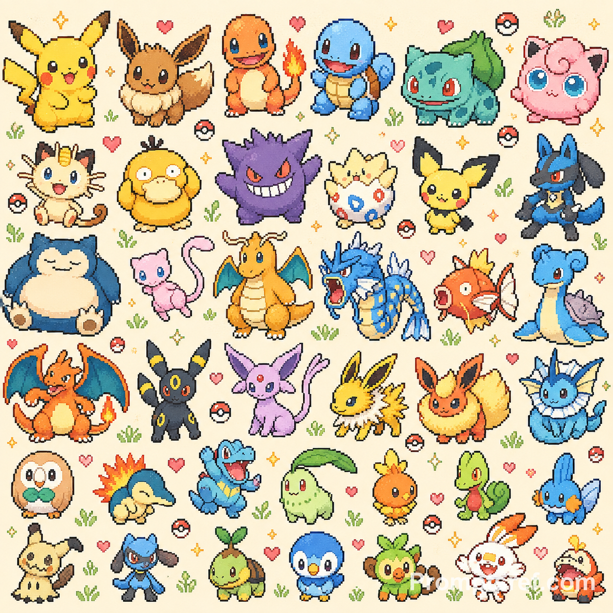 Pokémon en pixels tout mignons
