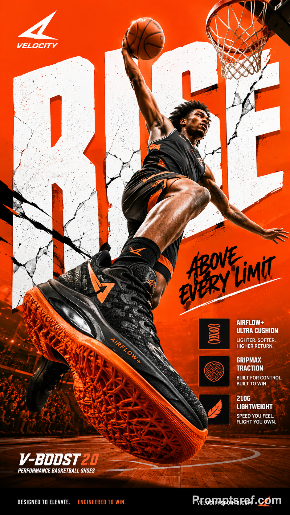 Forced-Perspective Athlete with Oversized Type