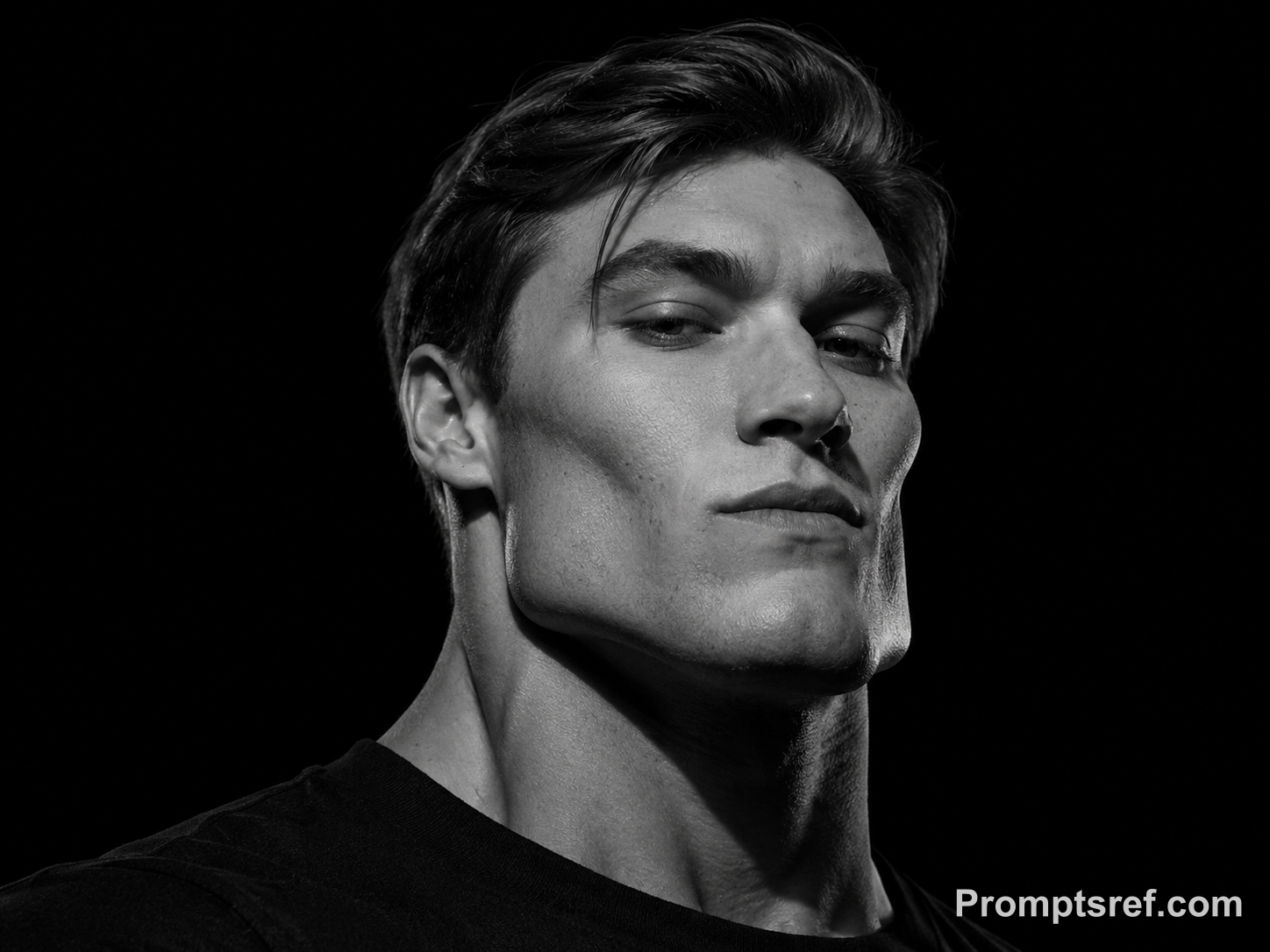 GigaChad Portrait in Hard Black-and-White Side Light