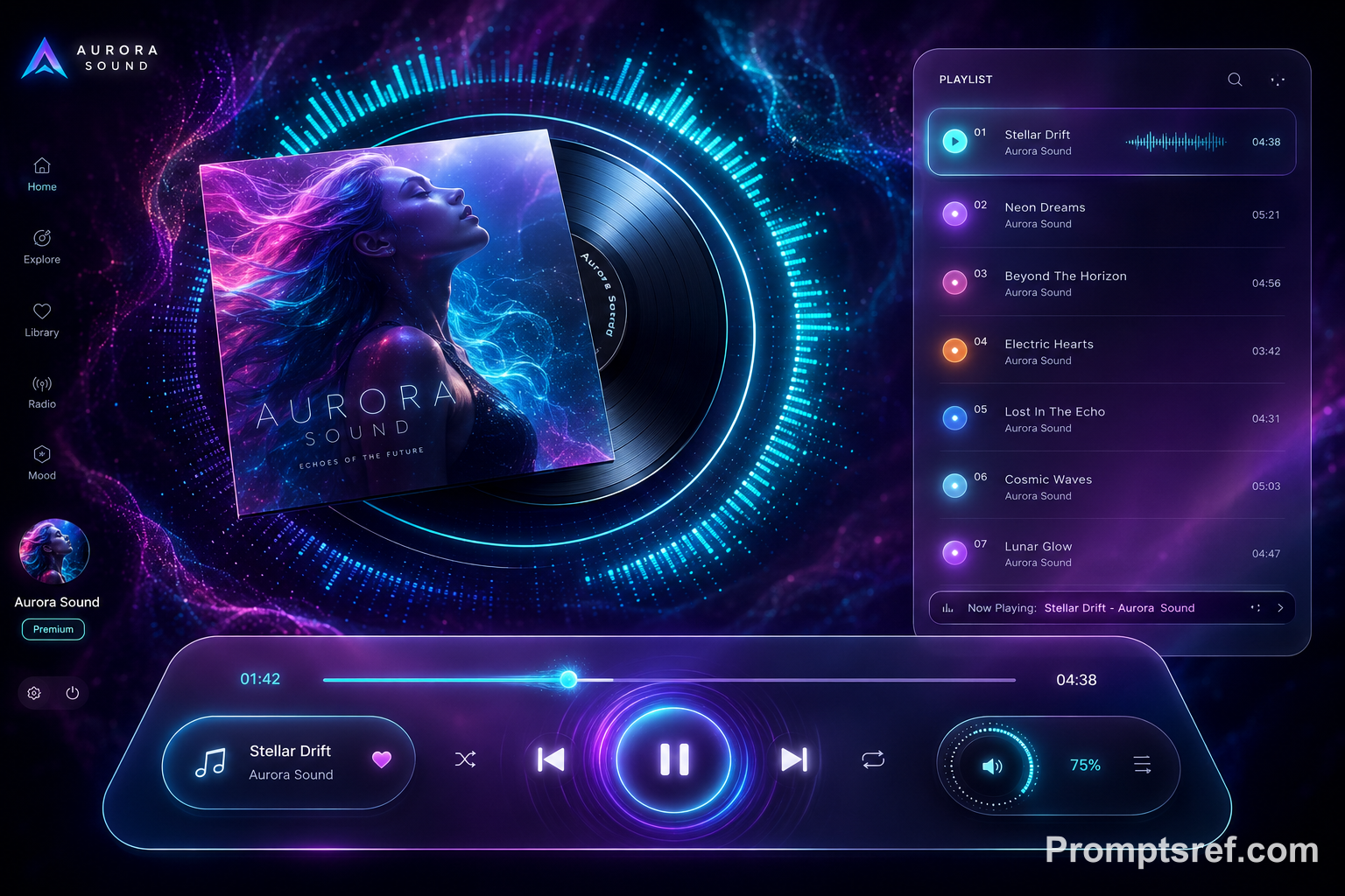 Aurora Sound con vinilo neón