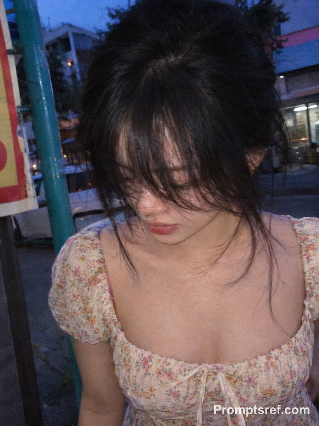 Blue-Hour Flash, Windblown Floral Portrait