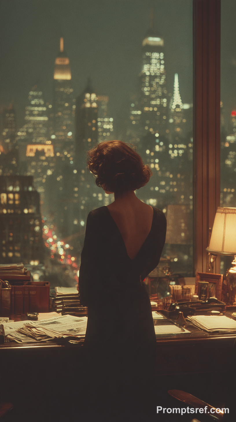 1980s Manhattan Penthouse Woman in 35mm Grain