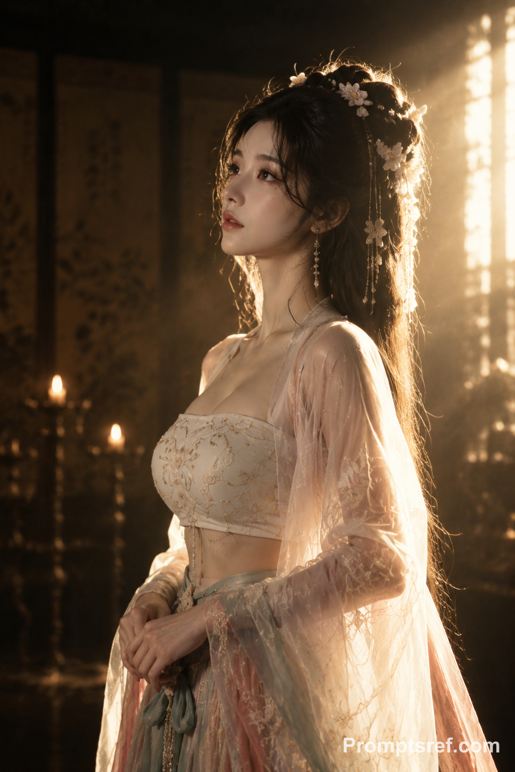 Side-Backlit Woman, High-Contrast Photoreal Portrait