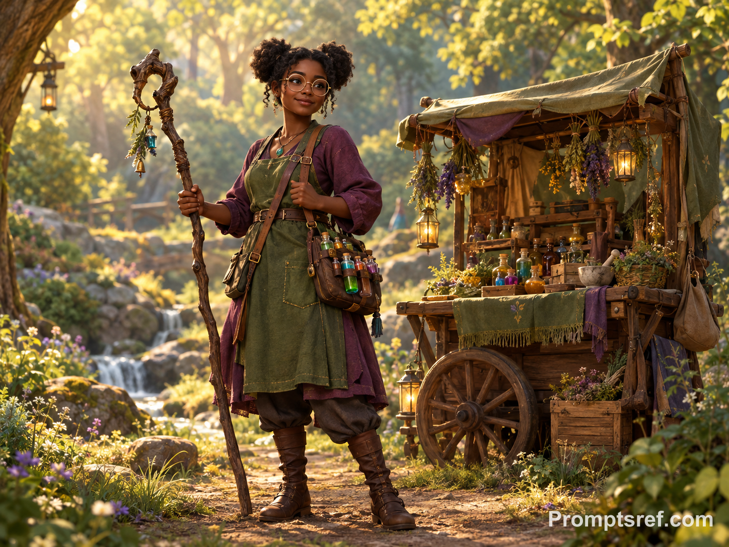 Woodland Potion Maker in Warm 3D Game Art