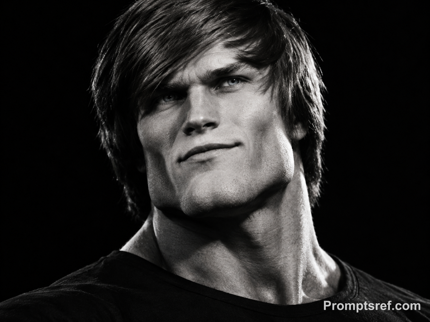 Low-Angle GigaChad Portrait in Hard Monochrome Side Light