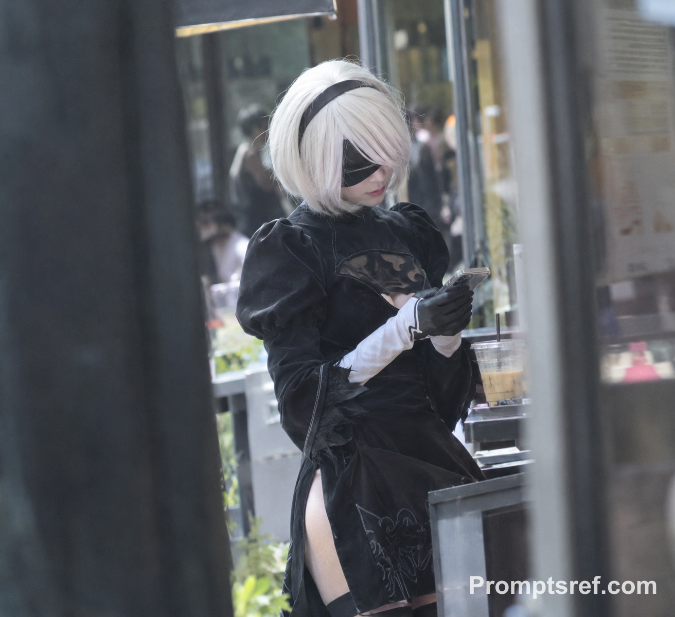 2B in a Telephoto Candid Snapshot