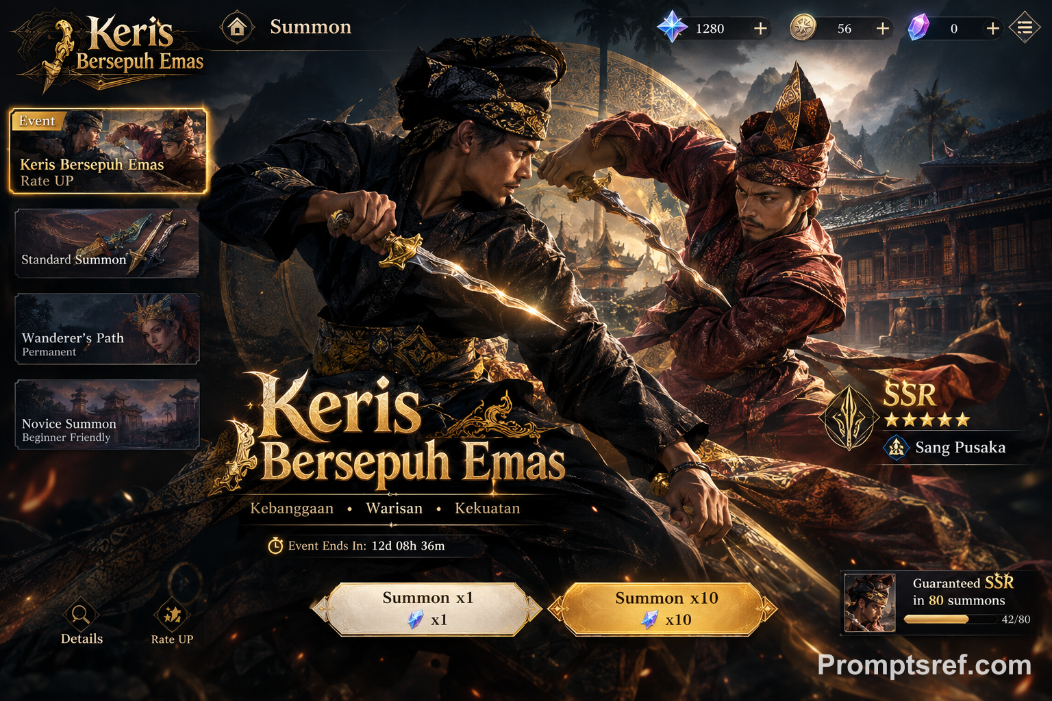 Cinematic Silat Duel Beneath a Gilded Keris