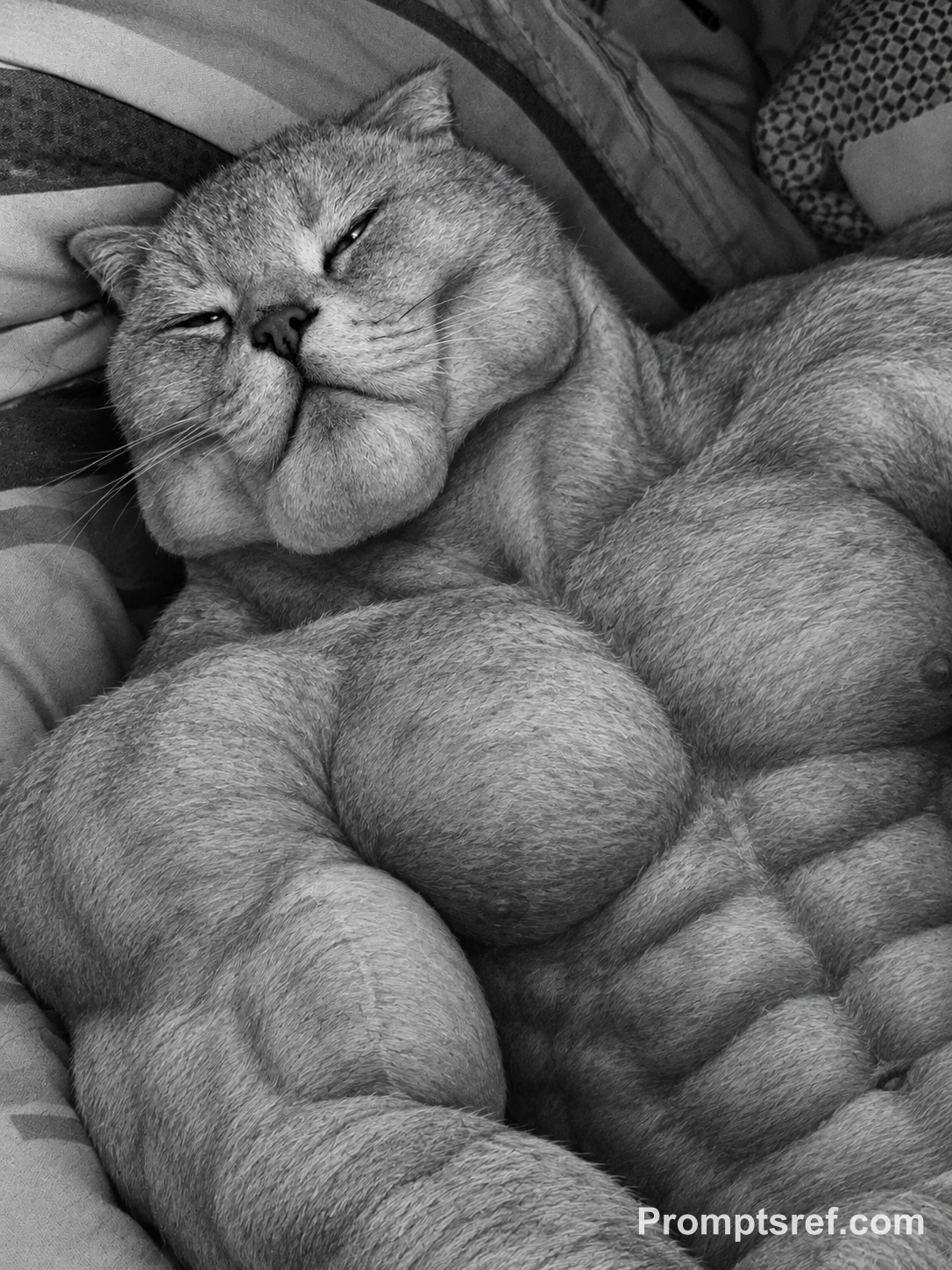 Black and White Gigachad Cat