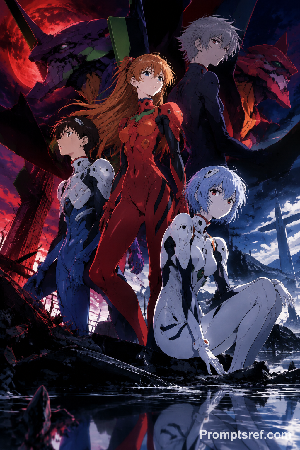 Evangelion Quartet in a Full-Body Cover Composition