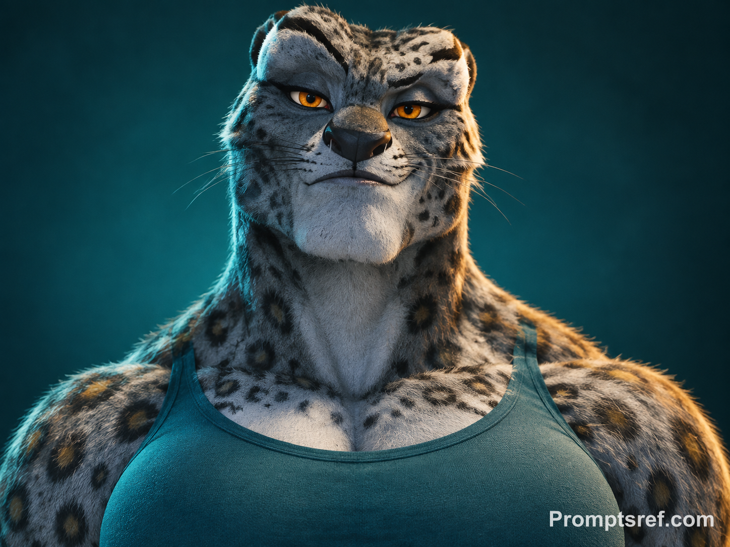 Teal-Gold Female GigaChad Portrait