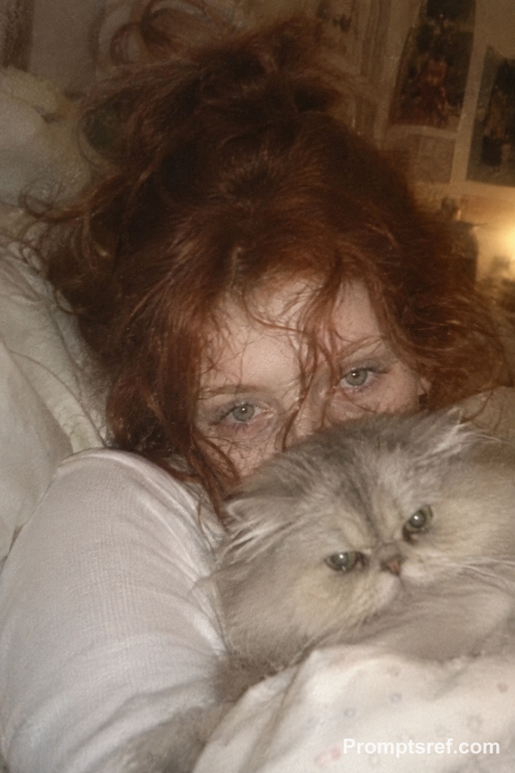 Hazy Low-Resolution Snapshot of Eyes and Persian Cat