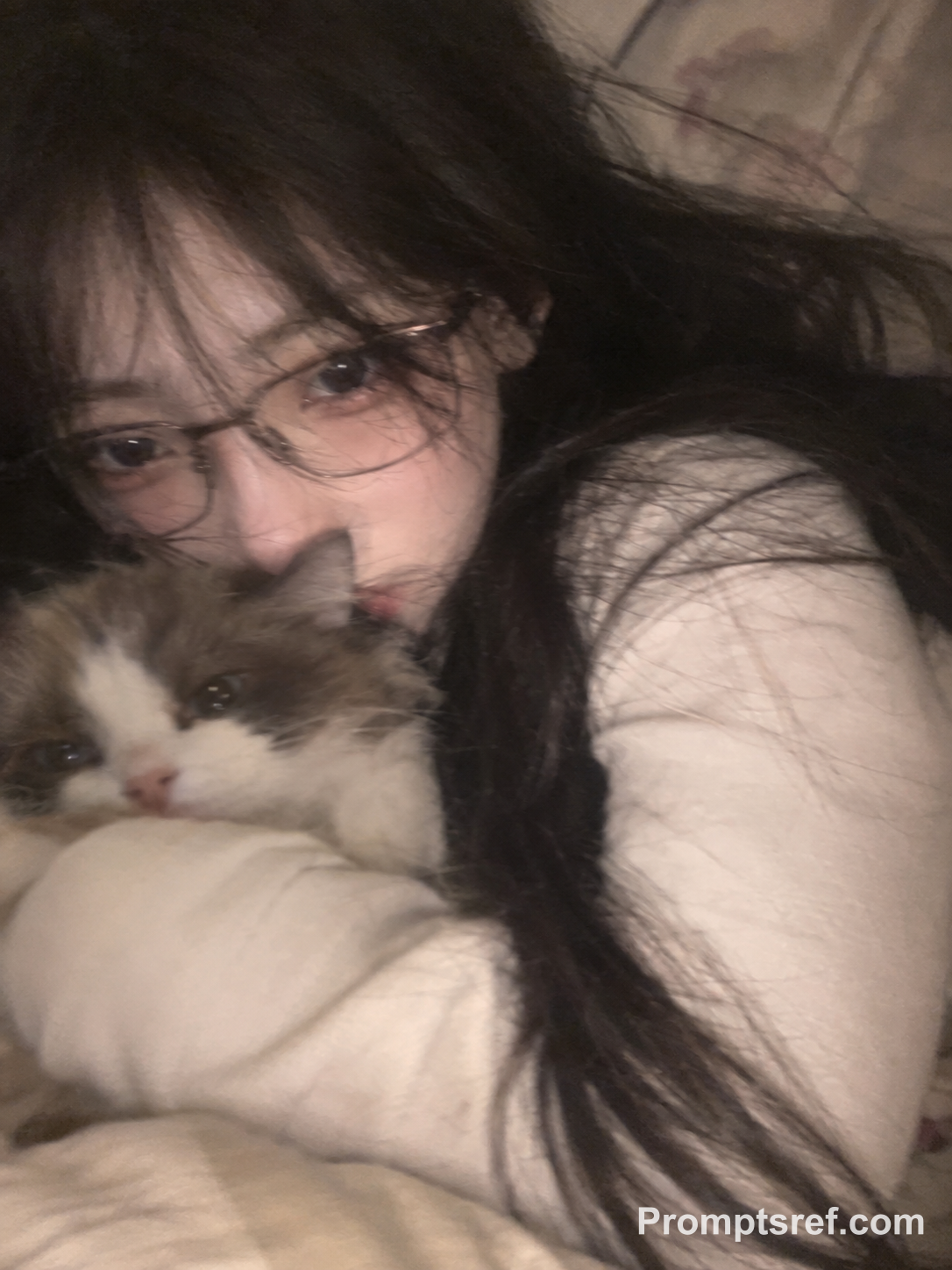 Melancholy Low-Res Phone Snapshot of Eyes and Cat