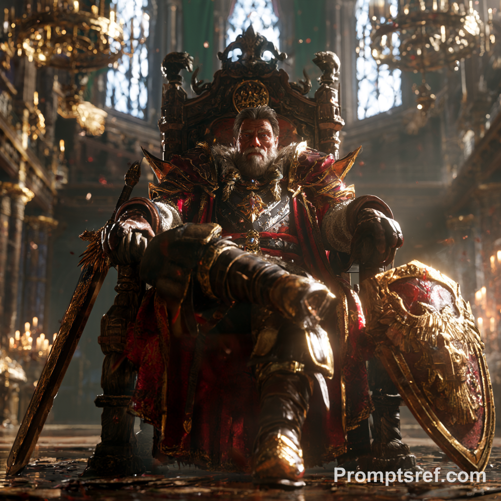 Friendly Elder Mayor on a Throne in Ultra-Realistic City Hall