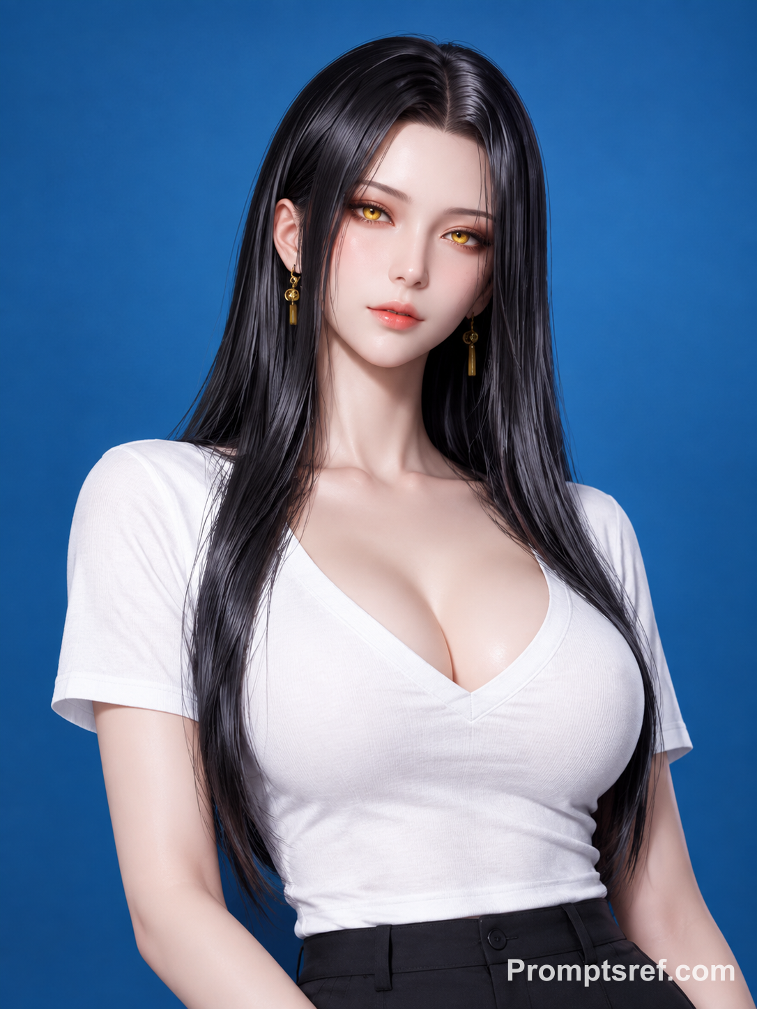 Photorealistic Profile Portrait Against a Crisp Blue Backdrop