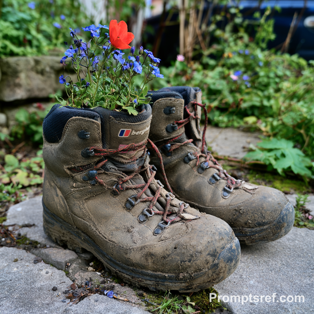 Berghaus Boots Blooming as Flower Pots
