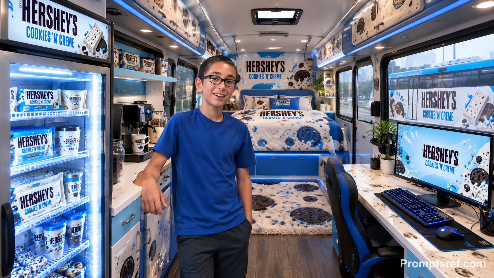 Stadtbus-Schlafzimmer im Hershey Cookies N Creme Design