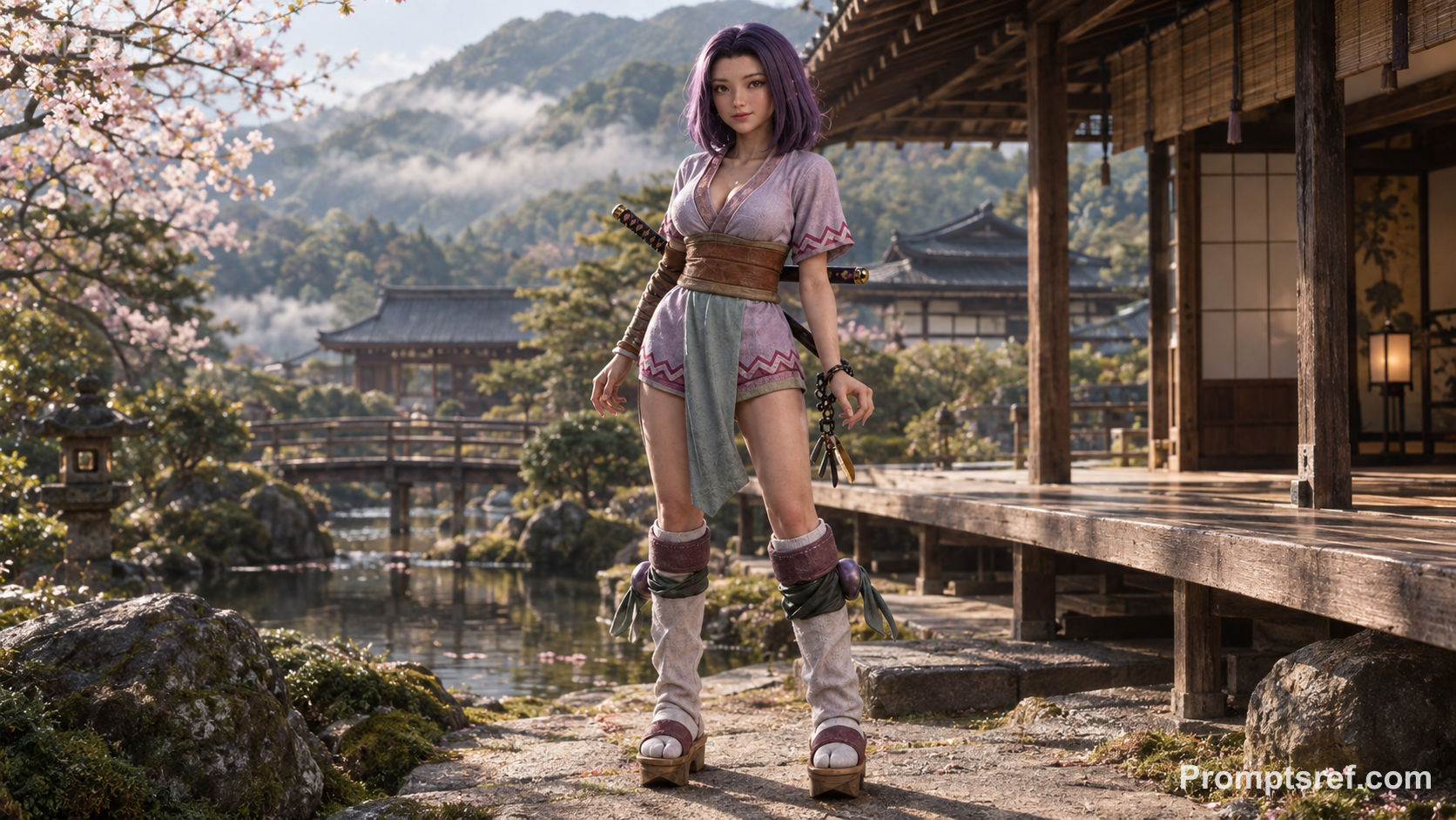 Portrait photoréaliste dans le Japon Heian