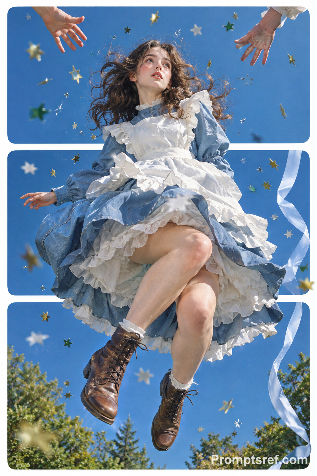 Weightless Storybook Maid in Sunlit Collage Frames