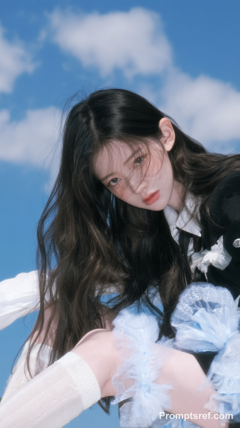 Low-Angle Girl Beneath Blue Skies