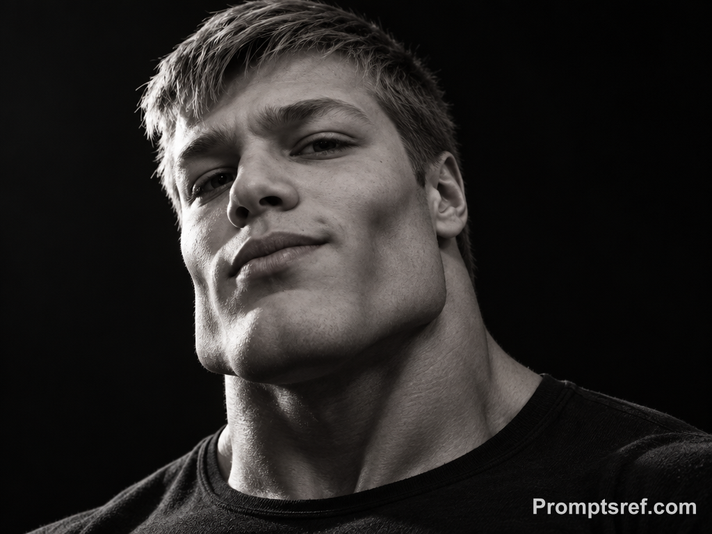 GigaChad Portrait in High-Contrast Monochrome