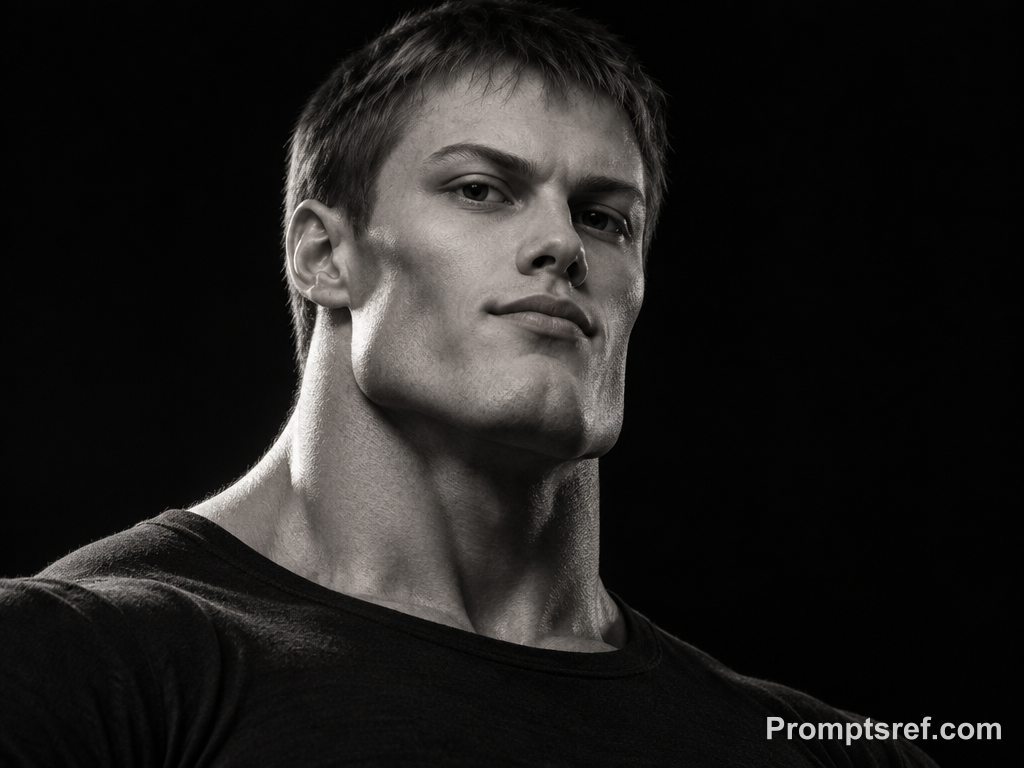 GigaChad Portrait in High-Contrast Monochrome