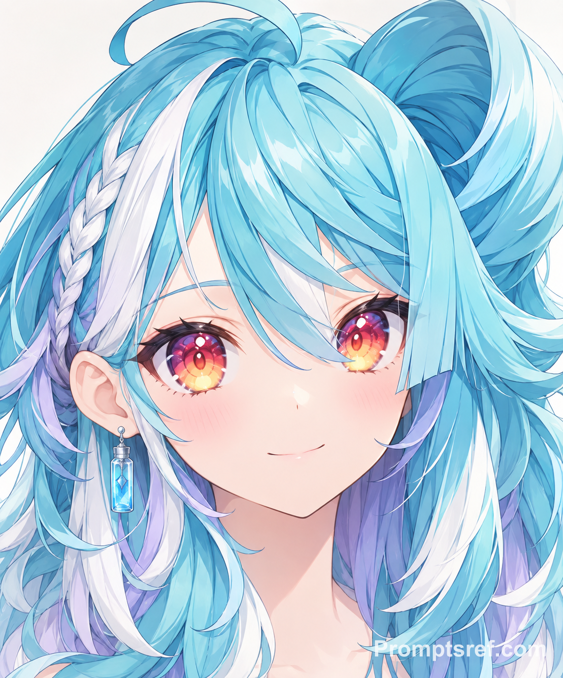 Asymmetrical Turquoise Anime Girl with Bottle Earring