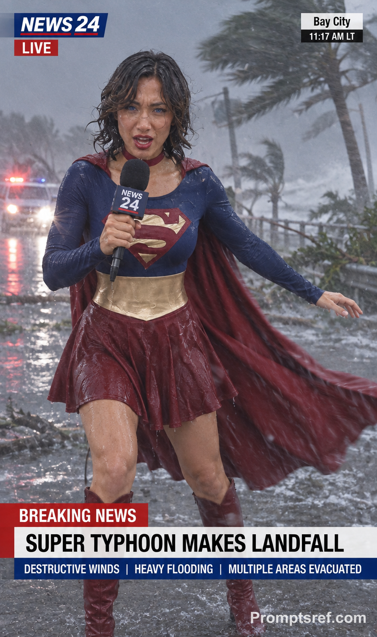 Live Typhoon Report in a Rain-Battered Cape