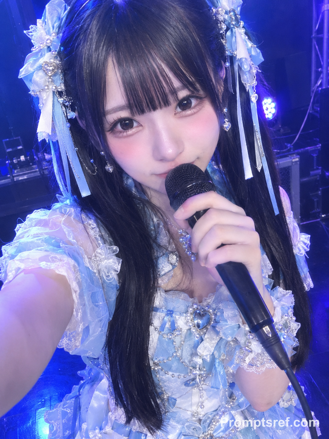 Blue-Winged Idol in a Retro Stage Selfie