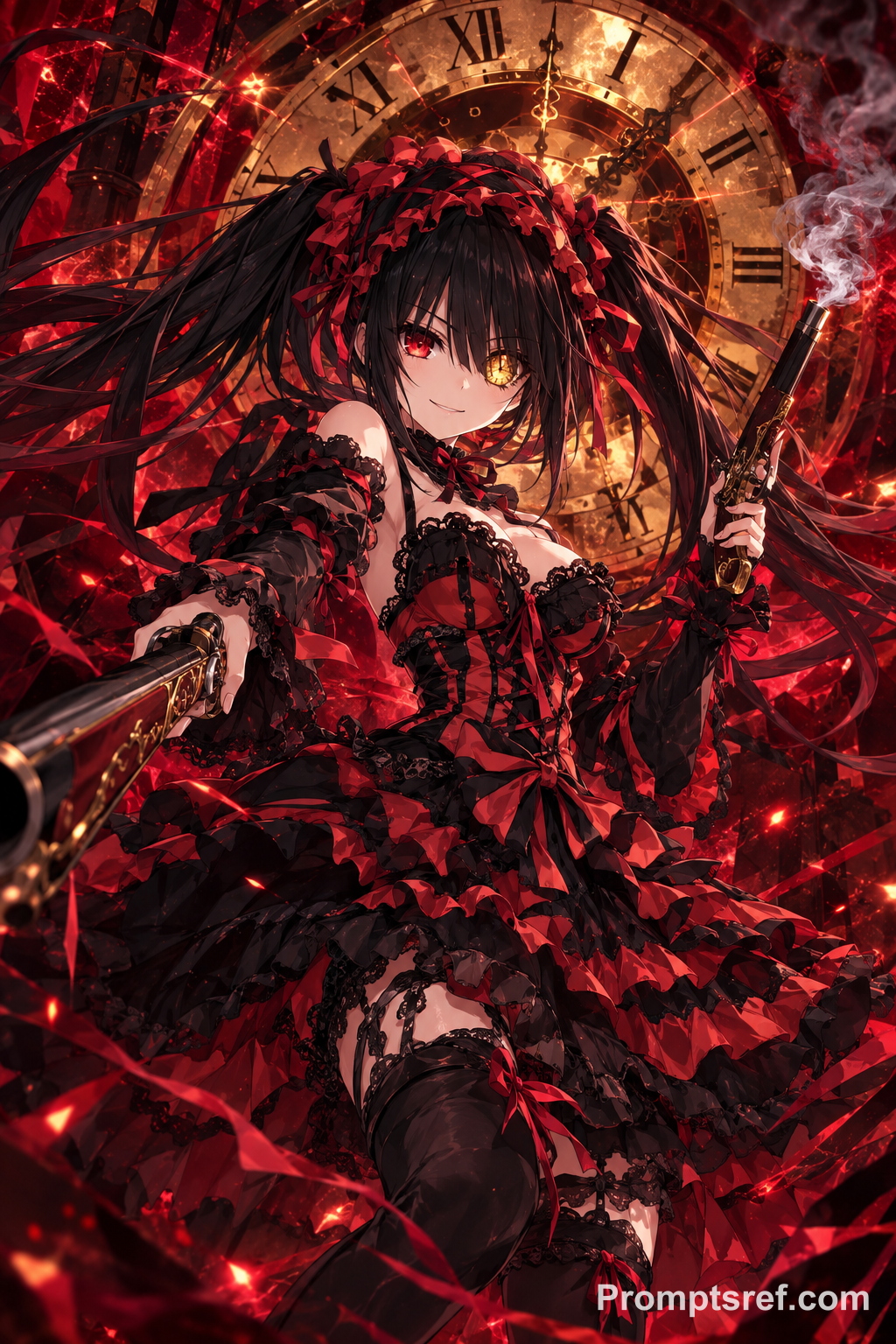Kurumi with Clockwork Eyes in Gothic Red