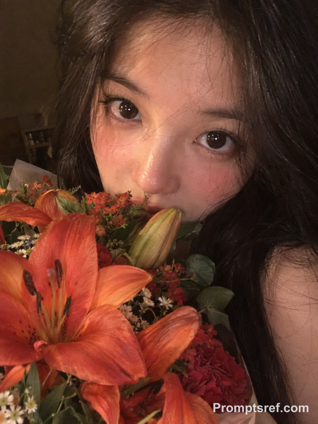 Warm Smartphone Portrait with Orange Lilies