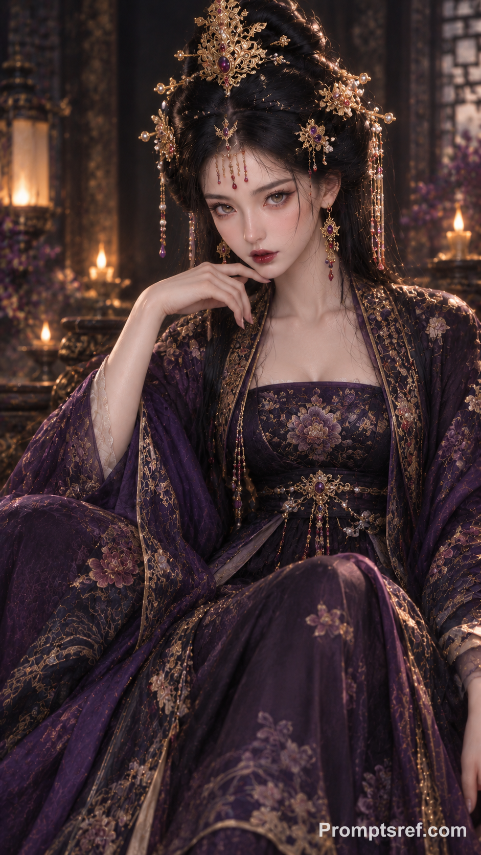 Late Ming Princess in Dark Purple Robes