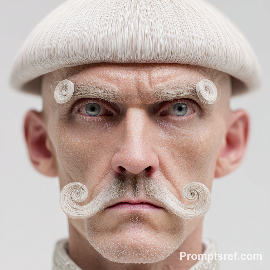 Photorealistic Platinum Bowl-Cut Portrait