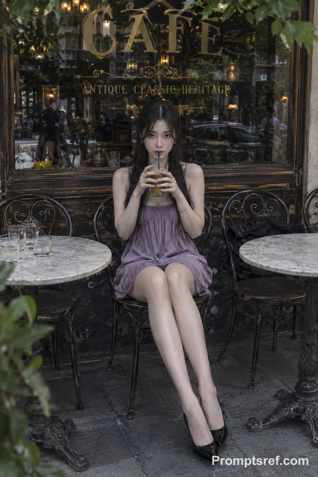 Retrato de café en púrpura y luz de porcelana