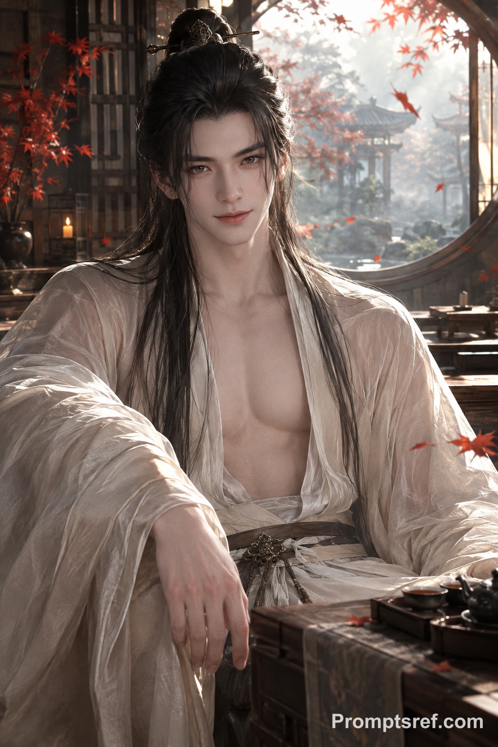 Wuxia Master in a Misty Autumn Study