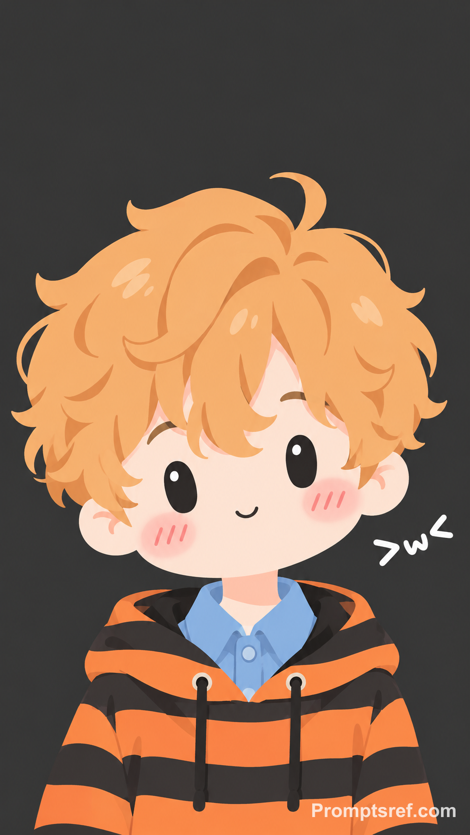 Chibi-Junge mit Orange-Schwarzem Streifenhoodie