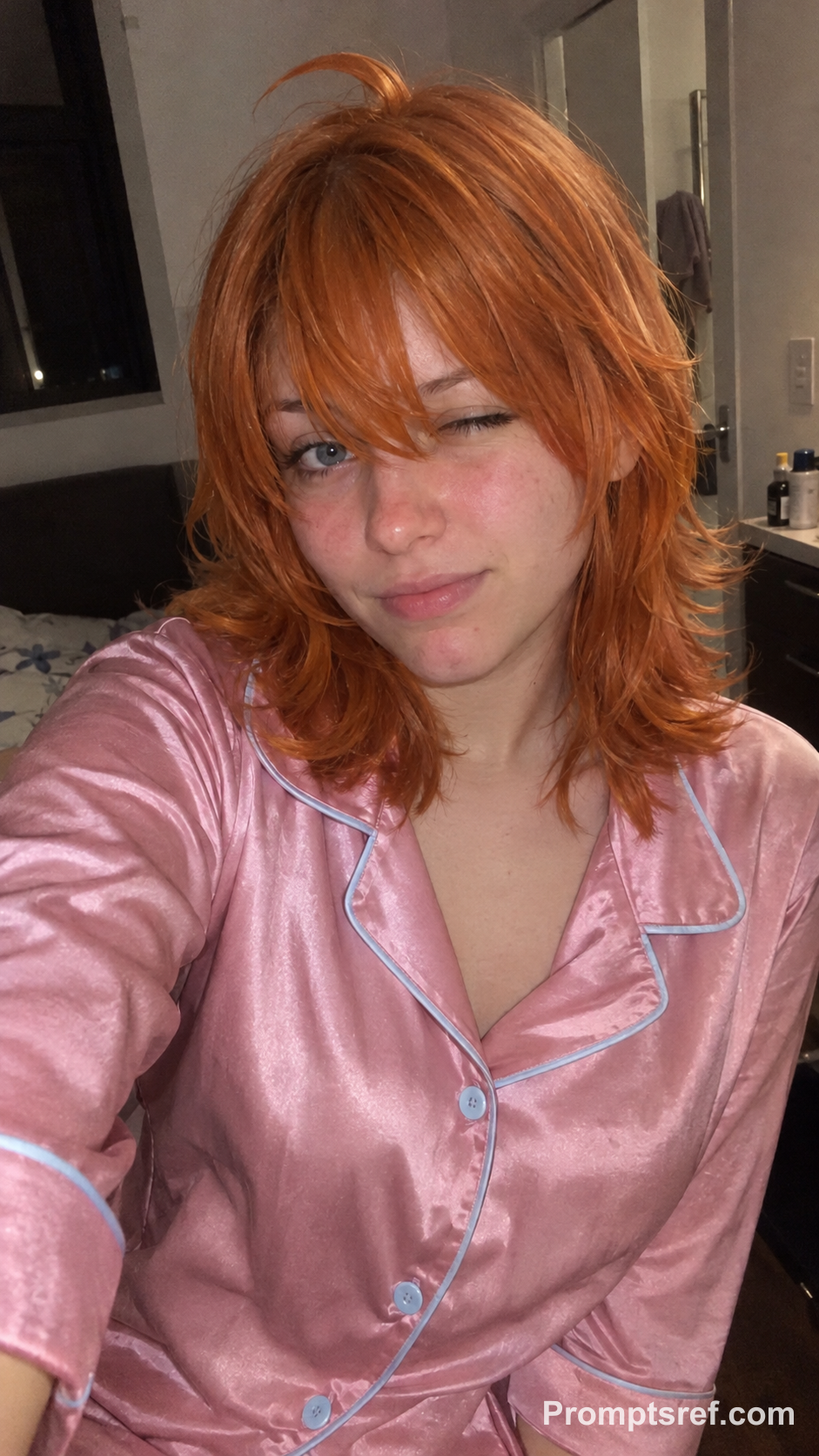 Mujer de anime en instantánea fotorrealista de iPhone
