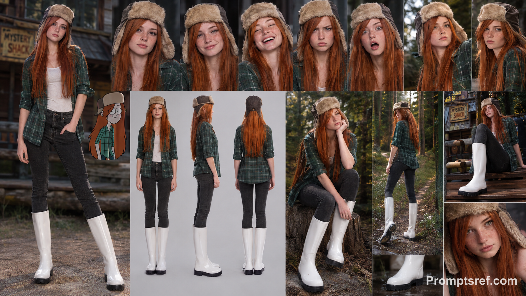 Hoja de personaje fotorrealista de Wendy Corduroy