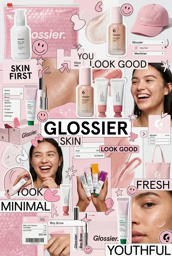 Редакционный бренд-мудборд Glossier Skin First
