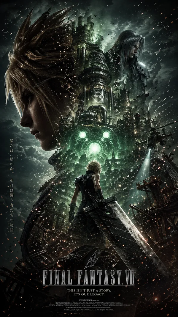 Коллекционный постер Final Fantasy VII с силуэтом Мидгара