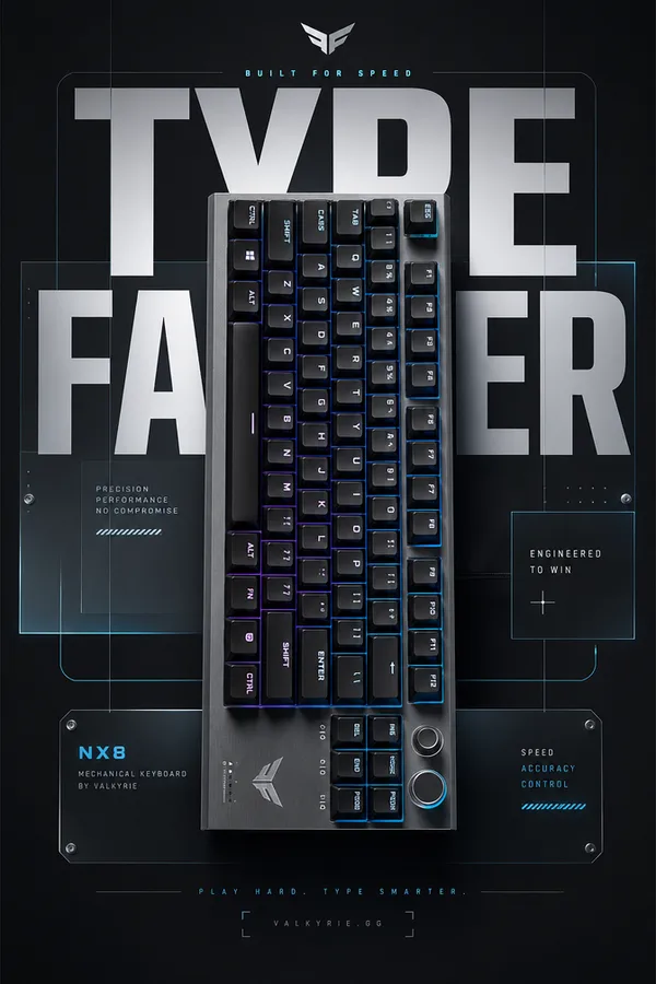 Премиальный постер игровой клавиатуры TYPE FASTER