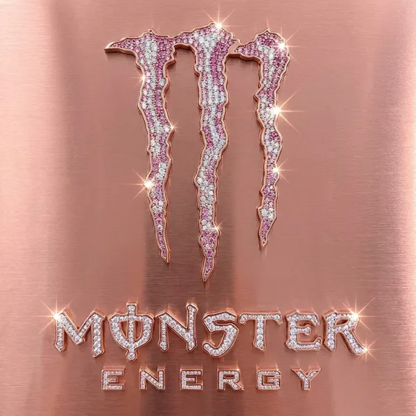 Эмблема Monster Energy из розовых кристаллов